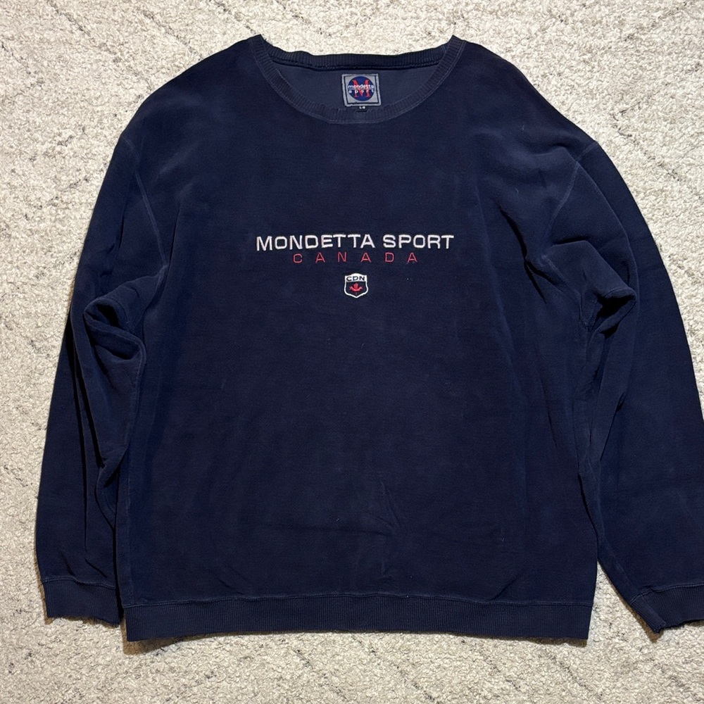 Vintage Mondetta Sport Men's Dark Blue Crewneck Sweater